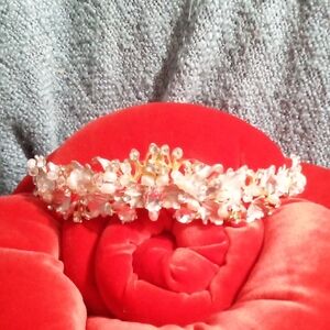 Crown Fit For A Queen White and Gold Faux Pearls Flower